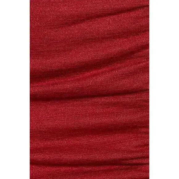 Leith Women's Ruched Front Dress In Red Rumba Size S - Picture 4 of 6